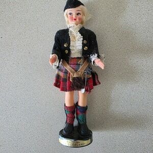 Eros Souvenir Doll 8" Multicolor Scotland Tartan Kilt Traditional Dress Italy
